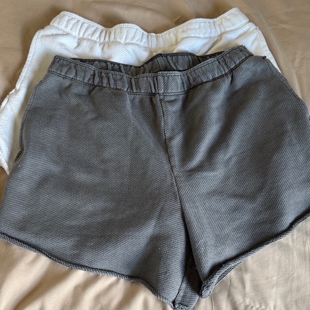 Gray and White Women's Shorts Aerie shorts